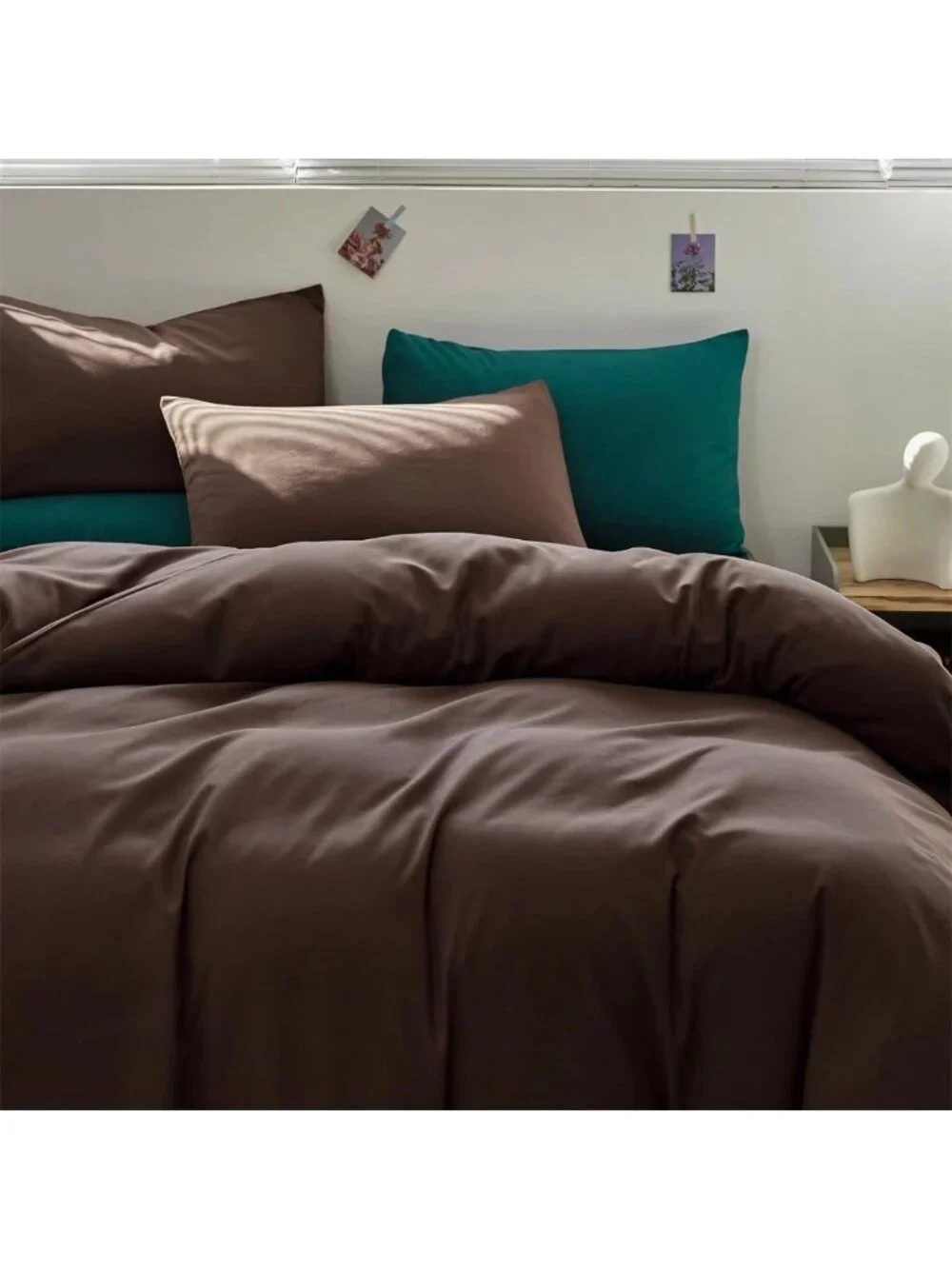 Brown California King Comforter Set - Oversized Mocha Bedding, Vintage Solid